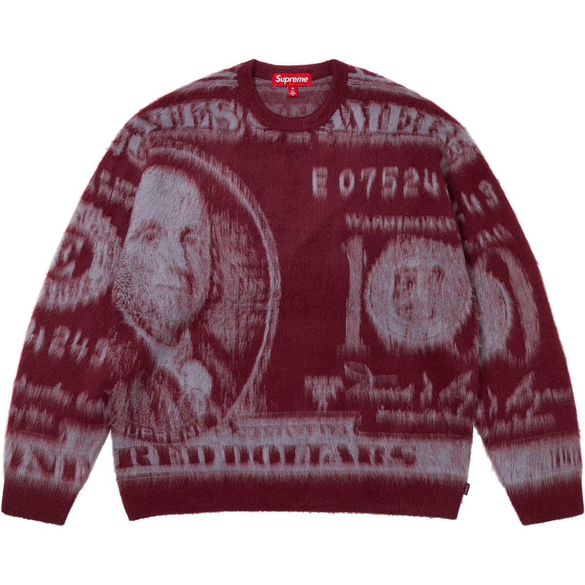 Supreme Money Sweater (SS25) - Burgundy - $158