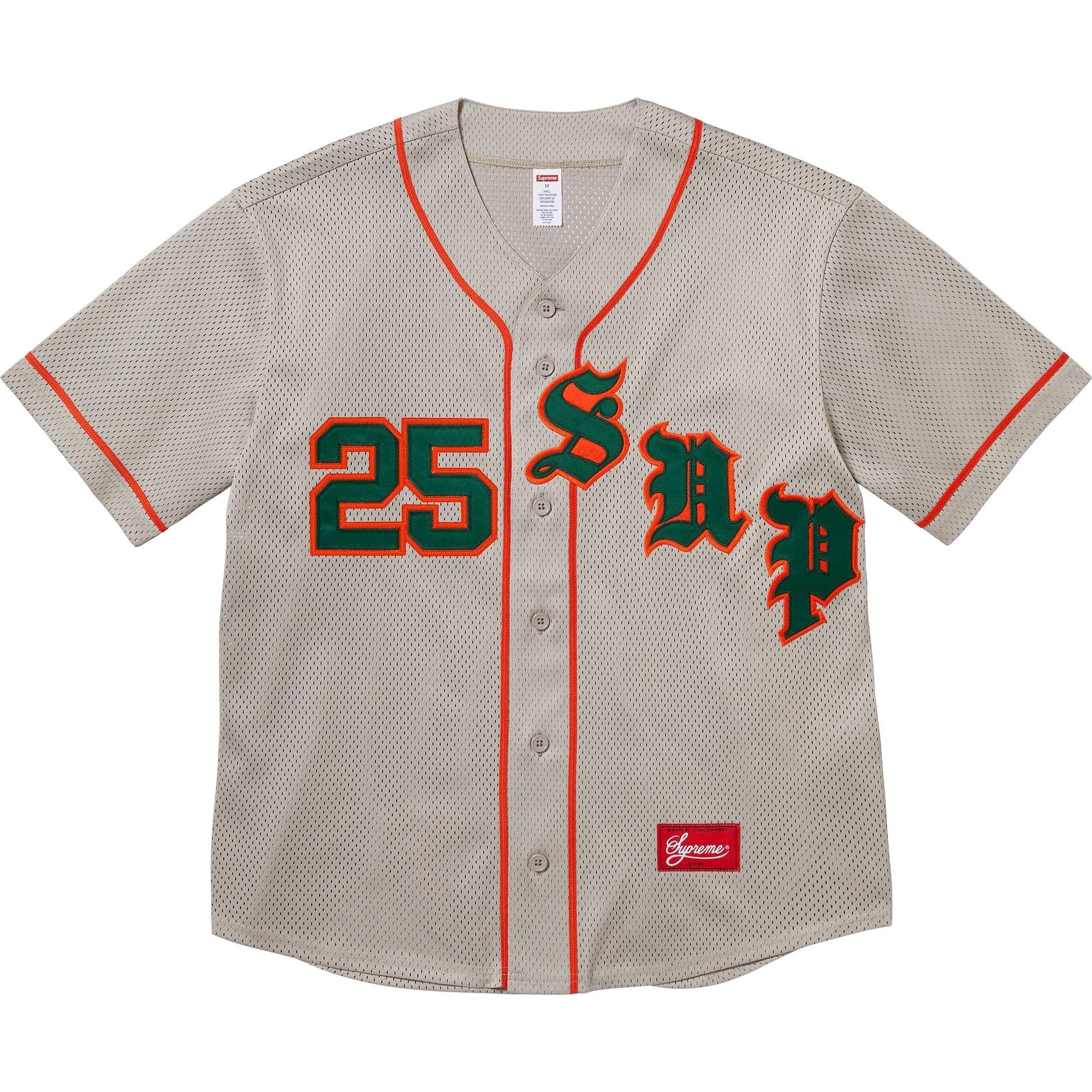Supreme Old English Baseball Jersey (SS25) - Grey - $138