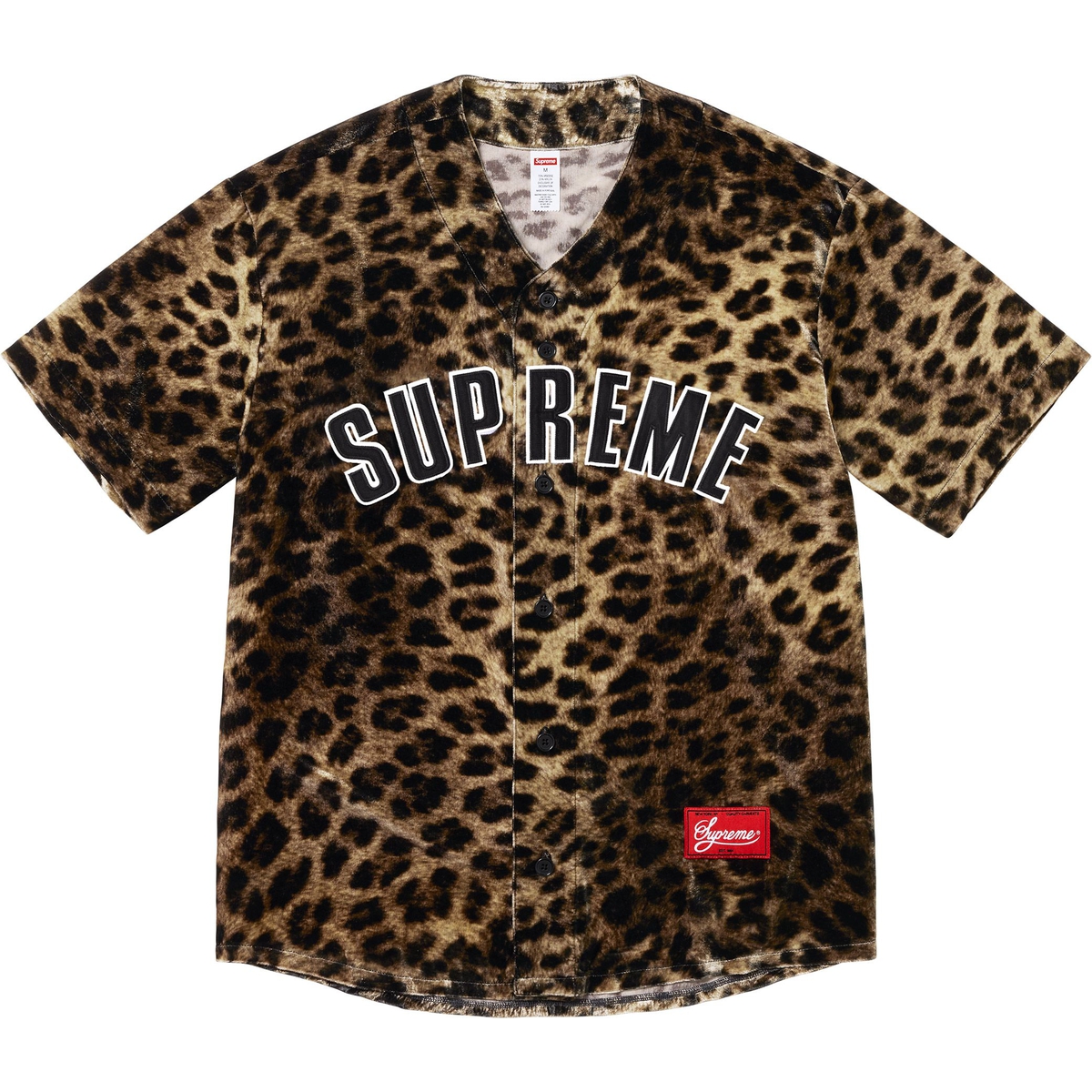 Supreme Velvet Baseball Jersey (SS25) - Leopard - $188
